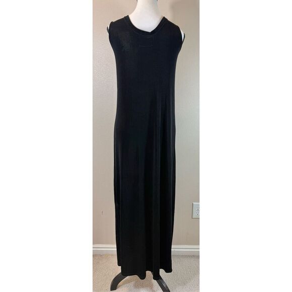 Flax by Jeanne Engelhart Scoop Neck Sleeveless Maxi Black Dress Women's Small - Picture 2 of 8